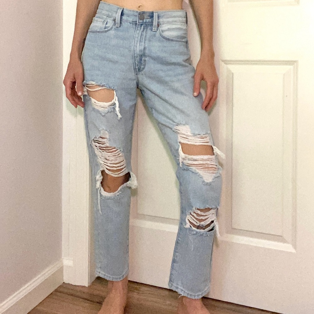 JBD Just Black Denim High Rise Ripped Straight Leg Ankle Jeans LightWash Size 25 - Picture 7 of 7